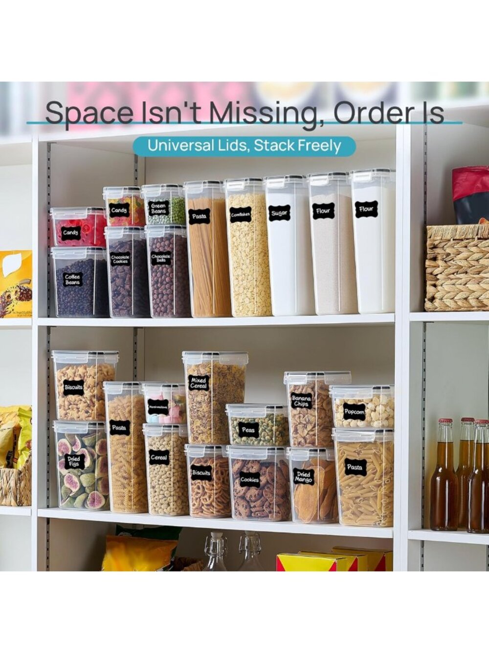 Airtight Plastic Food Storage Containers Set - 24 Pcs Canisters for Kitchen - Picture 6 of 7